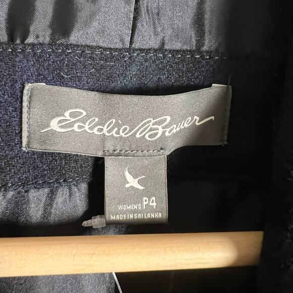 Eddie Bauer Navy Blue Green Wool Blend Plaid Blazer Jacket Women’s 4 Petite - Picture 2 of 10